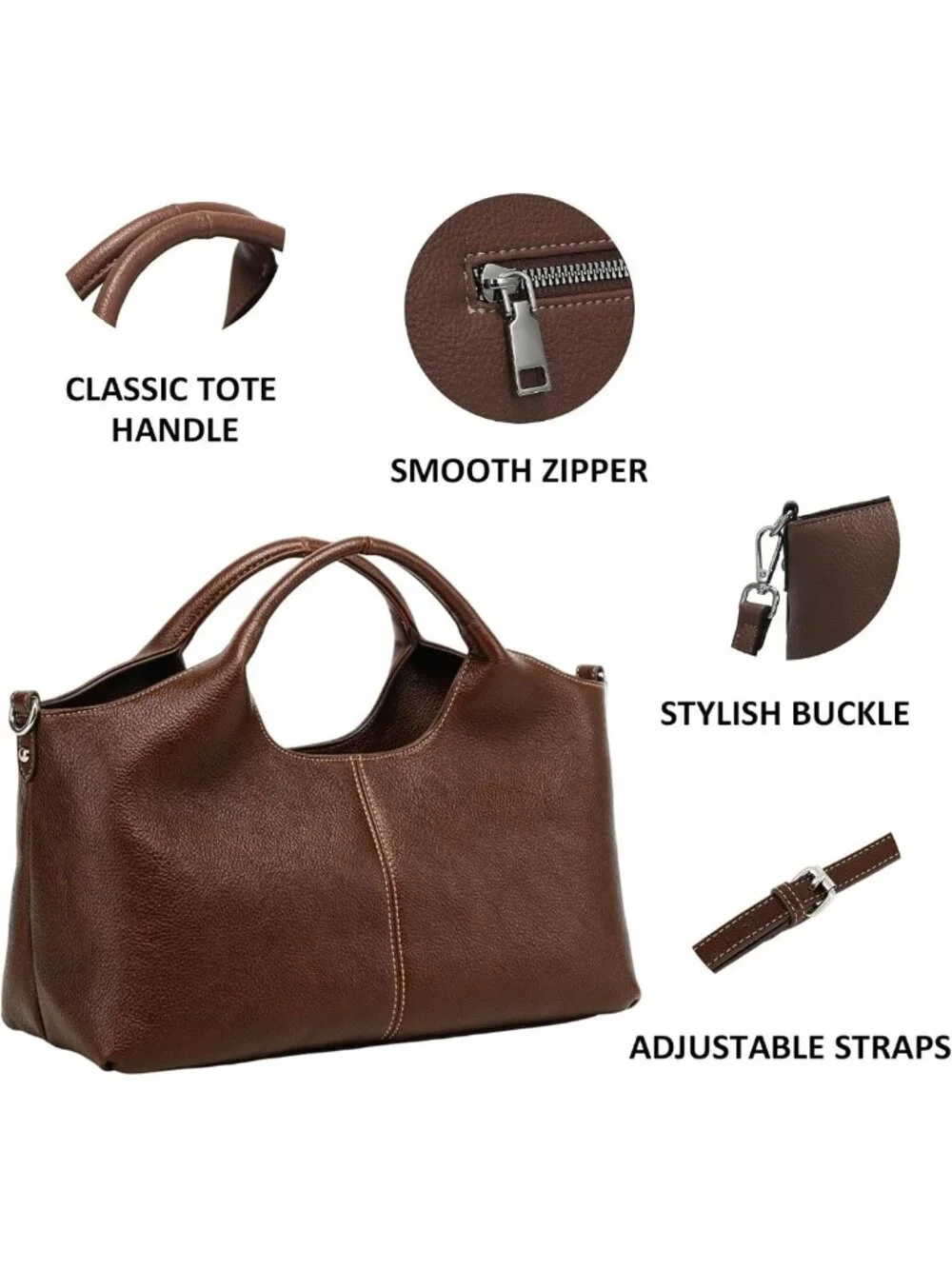 Chic Medium Vegan Leather Satchel Purse for Women - Stylish Crossbody Hobo Bag